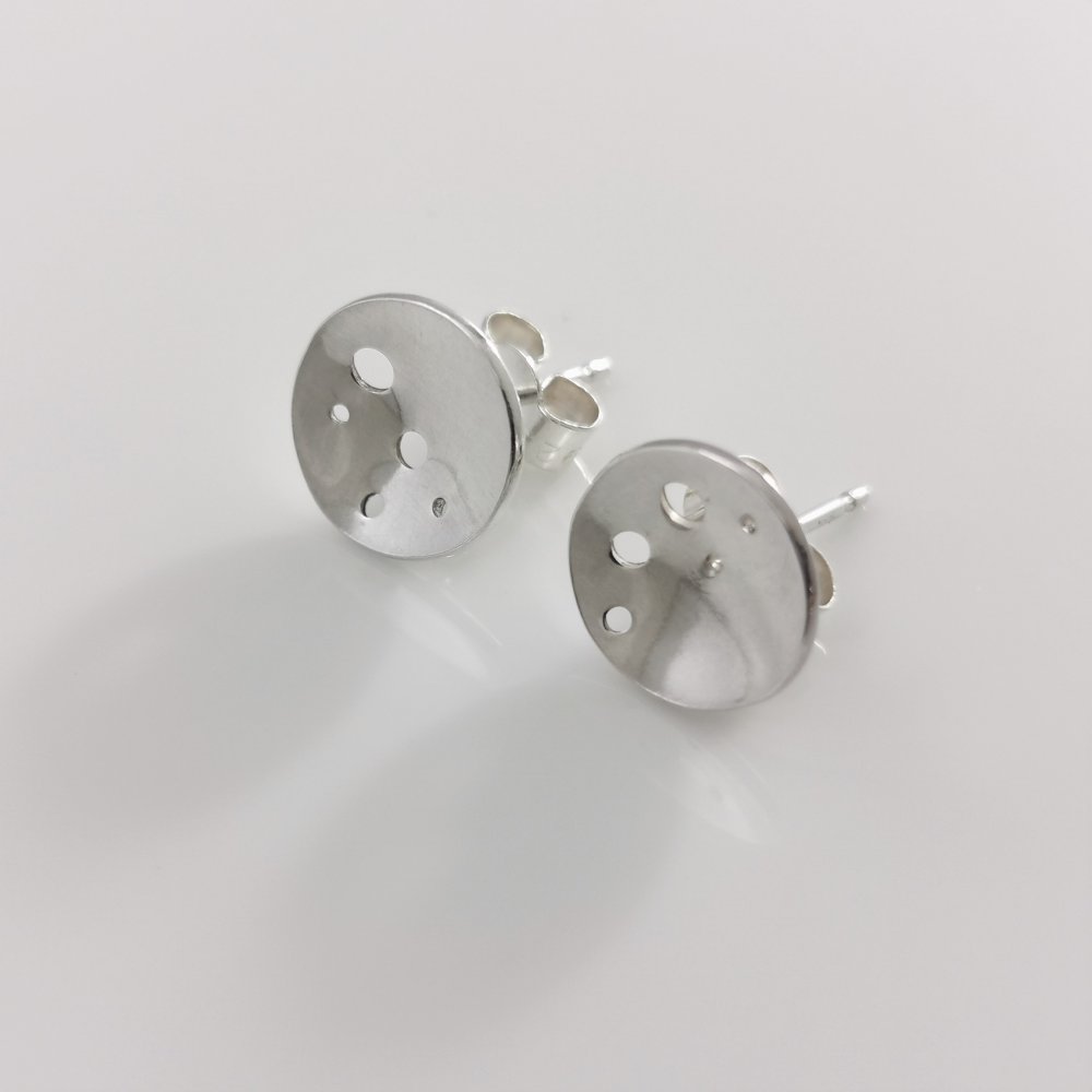 1. Silver Domed Vesicle Stud Earrings CONTEMPORARY