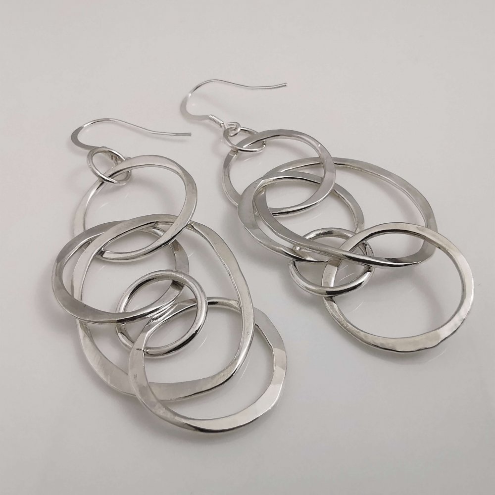 4. Hammered Multi Interlinking Organic Hoop Earrings HALLMARK